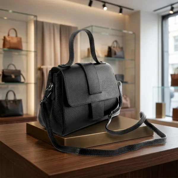 Klassieke Lederen Handtas Marconia – Zwart