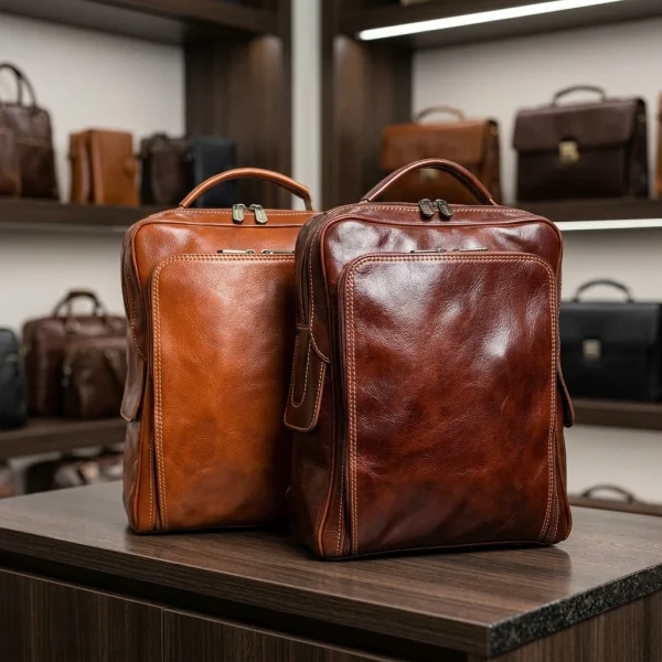 Zakelijke rug- laptoptas Mattinata bruin en cognac