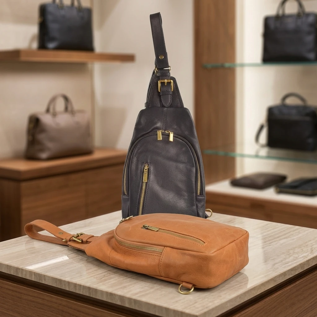 Stoere lederen rugtas en crossbody Ferrandina