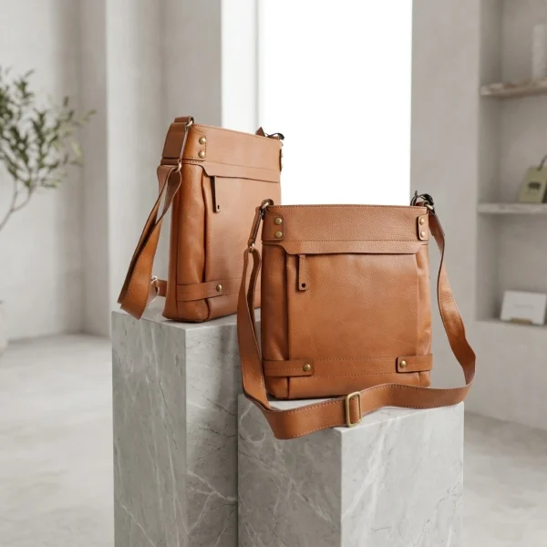 Roos Cadeaus - echt lederen crossbody tas Mergo Cognac