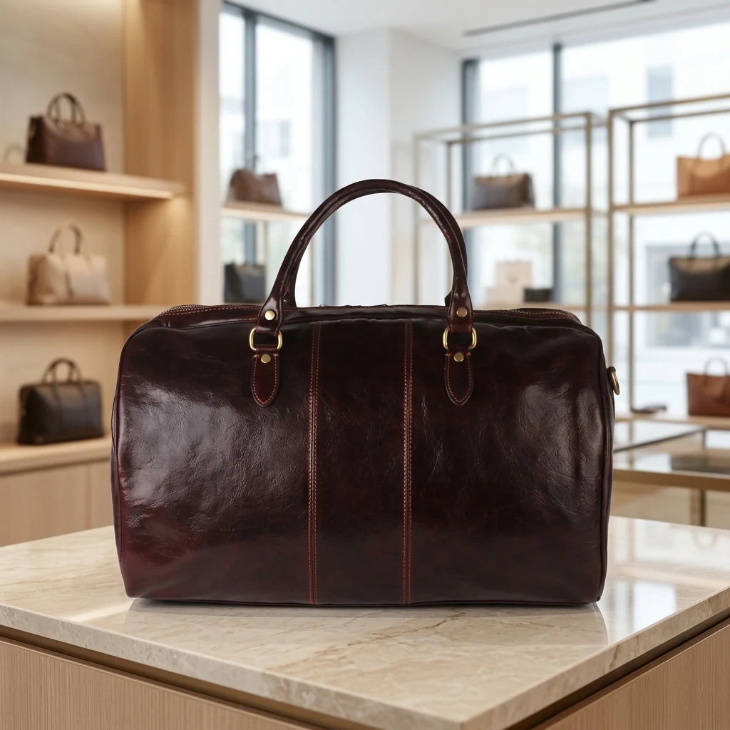 Roos Cadeaus Weekend tas Matera - Italiaanse Leder Donker bruin