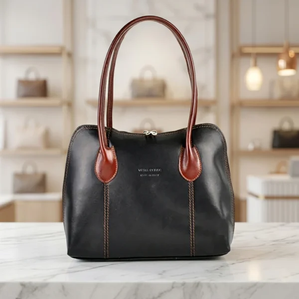 Roos Cadeaus - echt leren tas Piombino - Bruin-Zwart