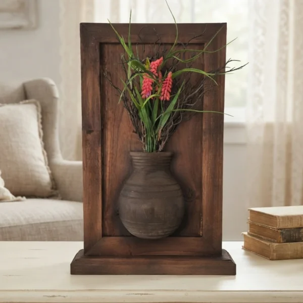 Landelijk houten vaas staand- Roos Cadeaus