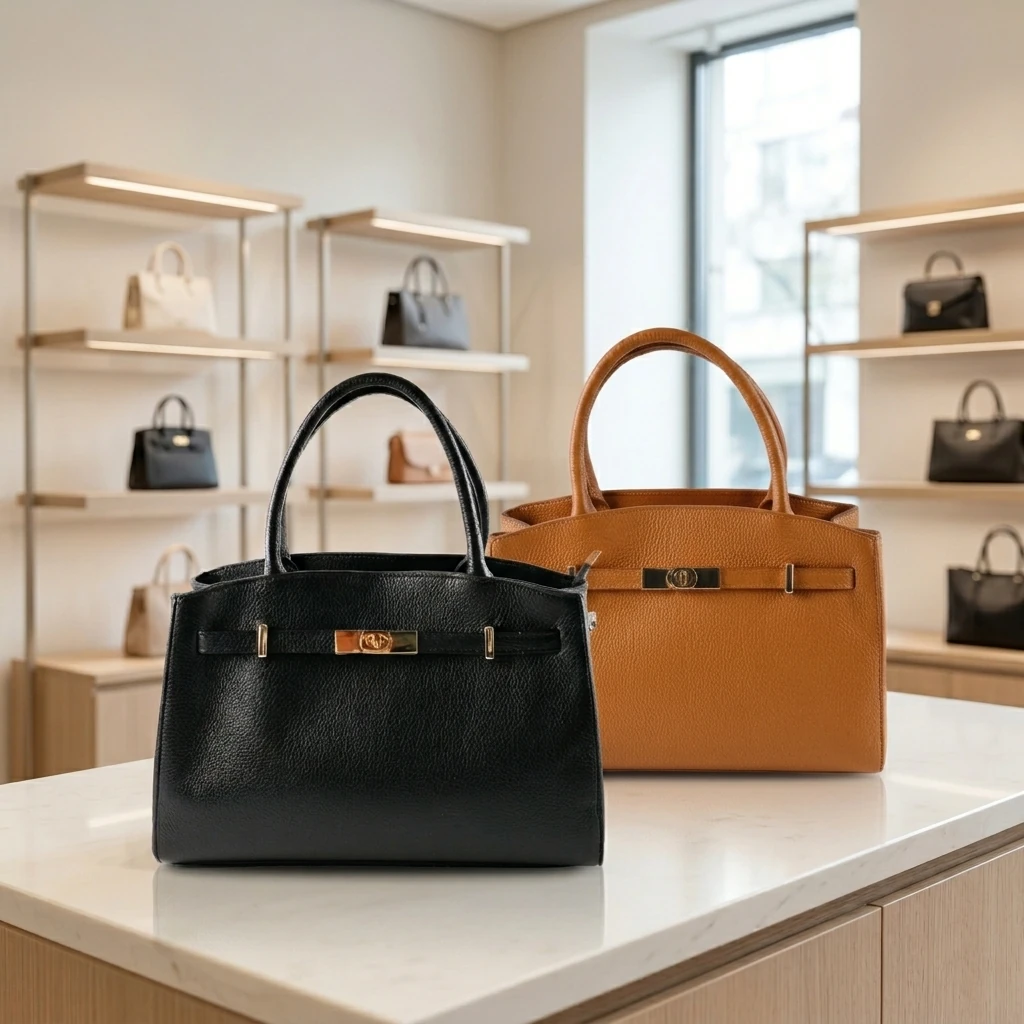 Vera Pelle Handtas Bari Zwart en Bruin