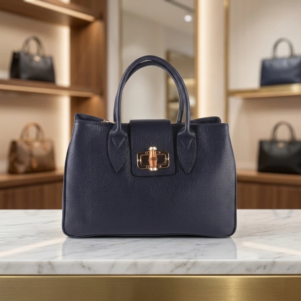 Klassieke Vera Pelle Handtas Settefrati Donker Blauw
