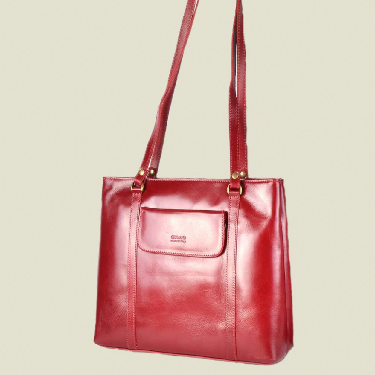 Vera Pelle handtas met lange handvaten Rood Bolsena