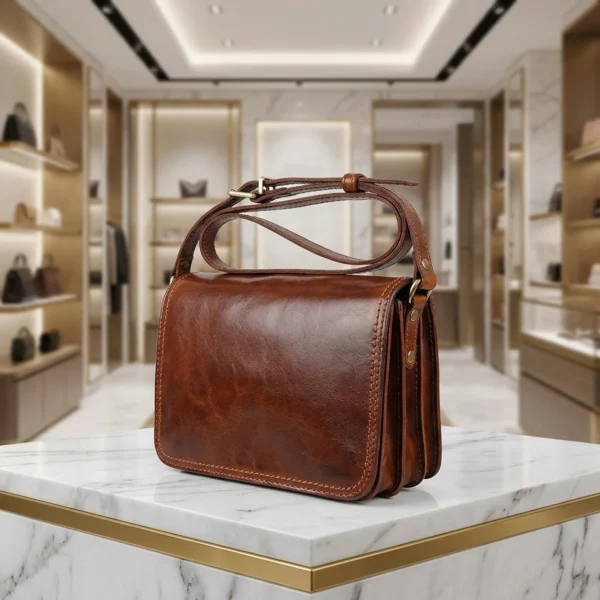 Klassieke en Tijdloze Vera Pelle Crossbody tas bruin
