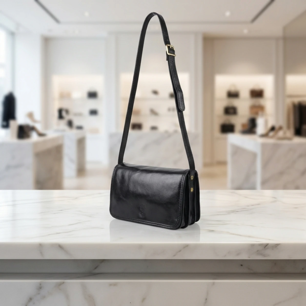 Klassieke en Tijdloze Vera Pelle Crossbody tas zwart