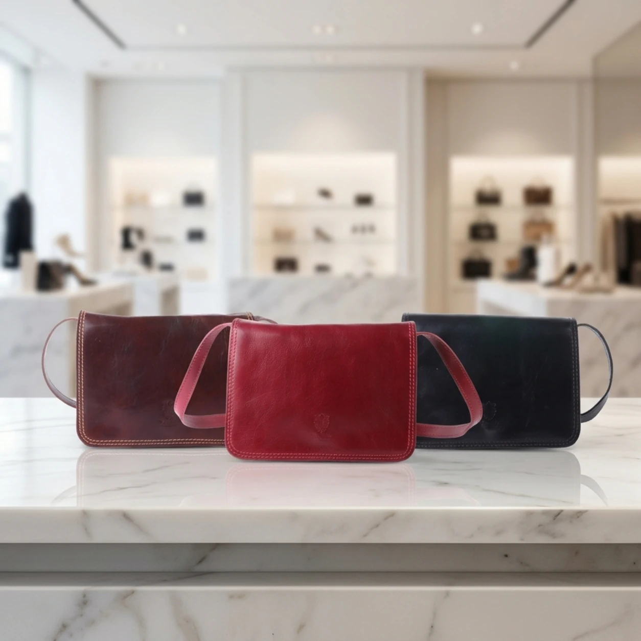 Klassieke en Tijdloze Vera Pelle Crossbody tas rood zwart bruin